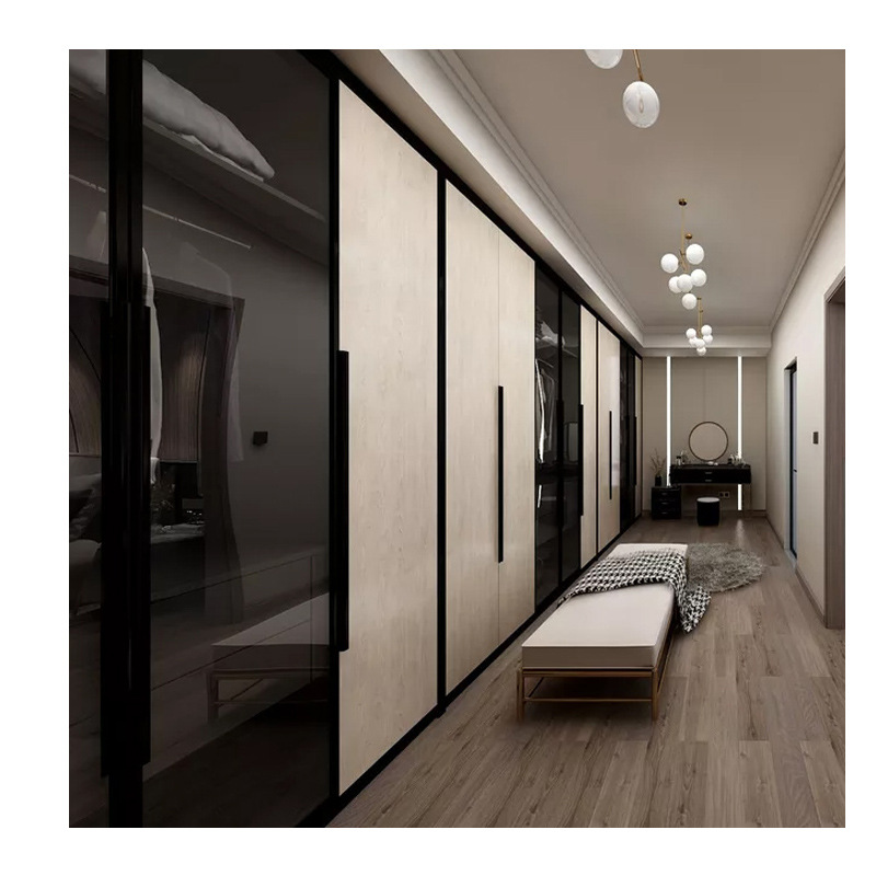 定制玻璃门衣柜酒柜极简轻奢简约高档茶玻灰玻开放步入式衣帽间