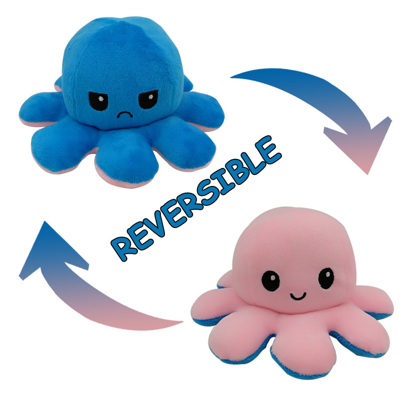 New Cross-Border Flip Octopus Doll Double-Sided Expression Flip Octopus Cute Plush Toy Small Octopus Wholesale