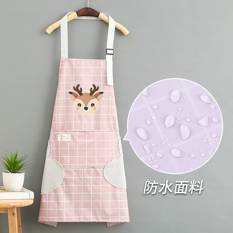 2022 New Plaid Canvas Apron Kitchen Special Anti-Dirty and Oil-Proof Two Sides with Hand Towel Apron Wholesale