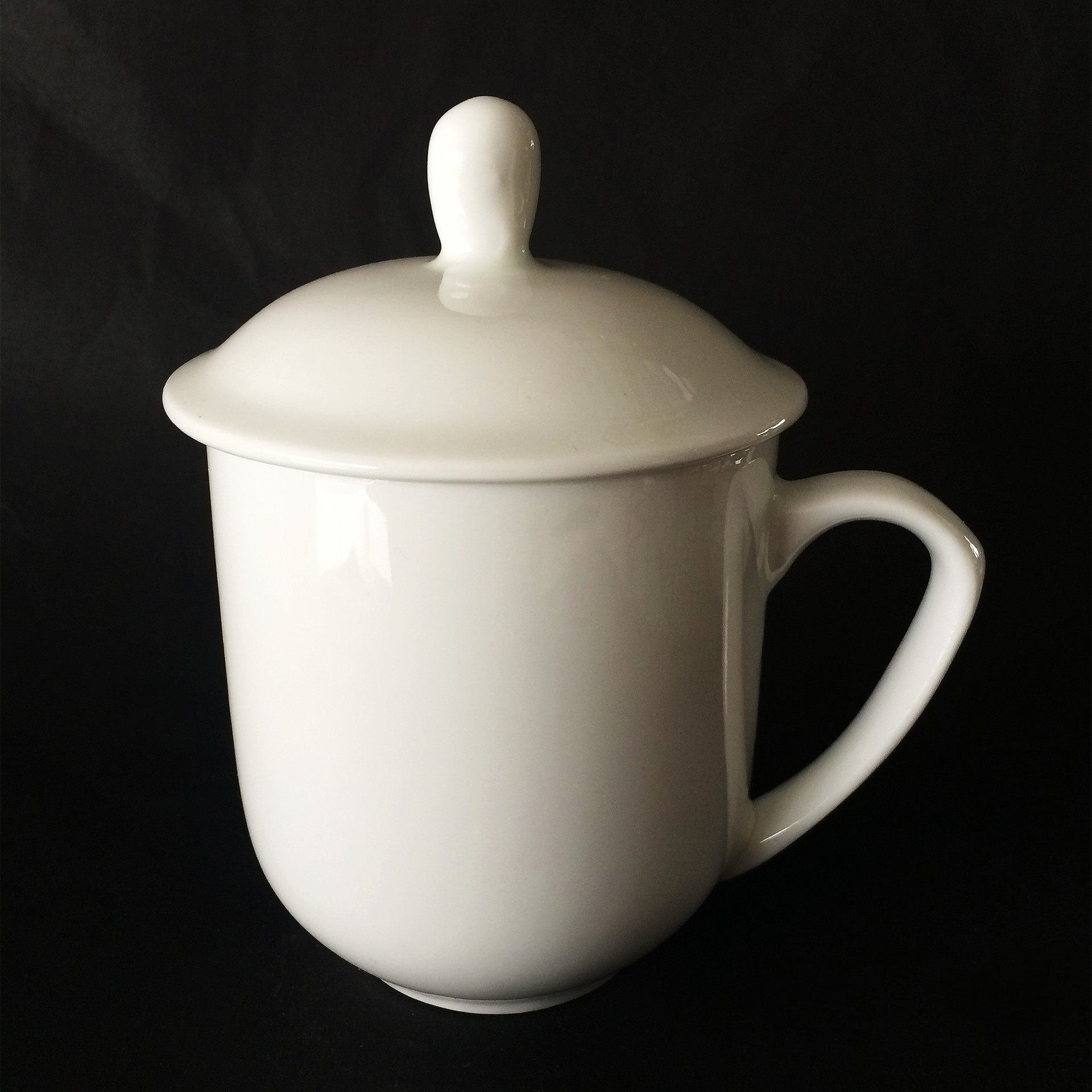 办公室会议用盖杯印刷logo 300ml 陶瓷茶水杯 强化瓷骨瓷盖杯批发