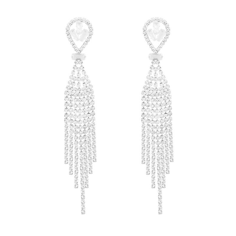 Europe and America Cross Border New Trendy Full Rhinestone Tassel High Sense Affordable Luxury Style Unique Design Earrings Graceful Earrings Wholesale