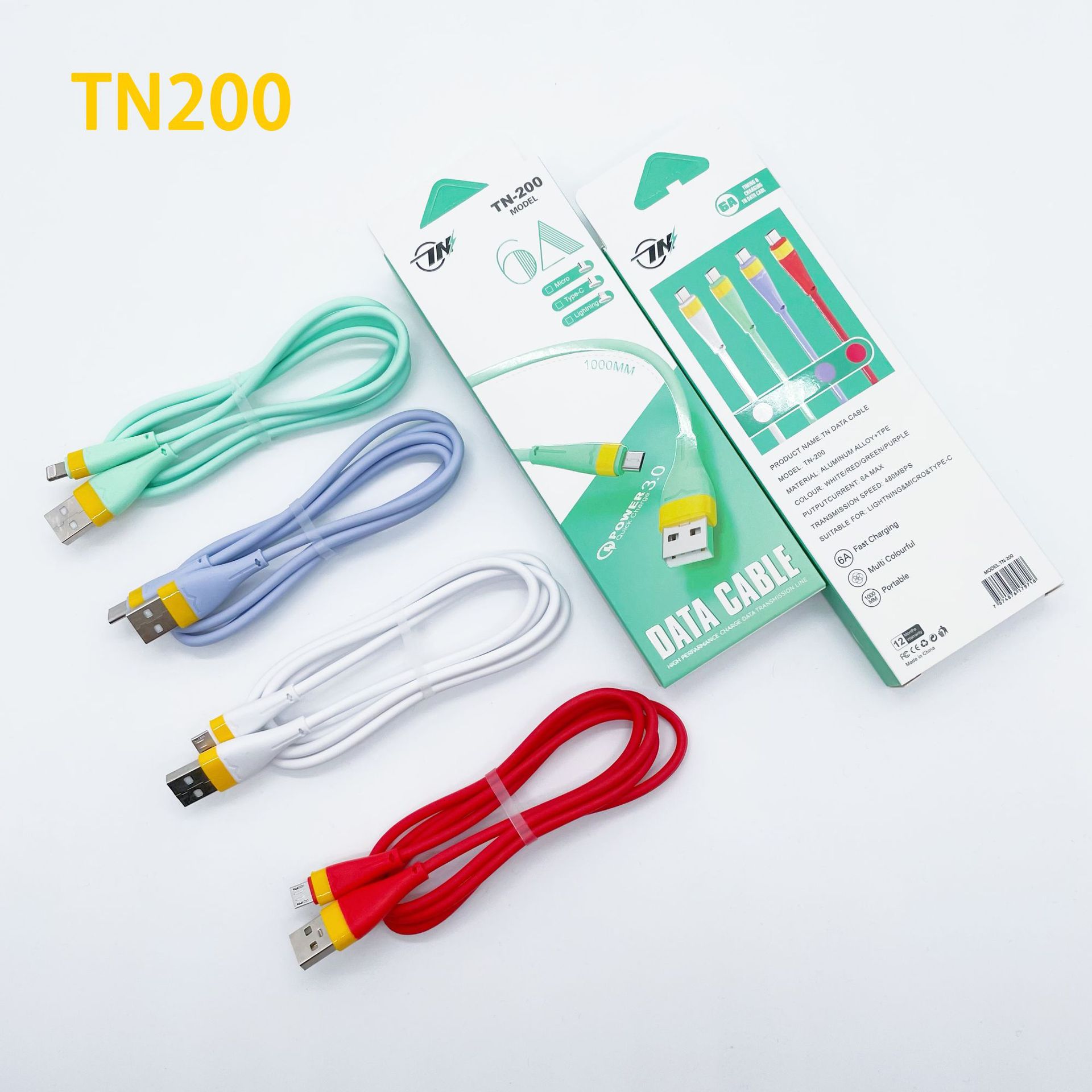 Tn200 New Woven Fast Charge Data Cable I5 Android TC Smartphone Qc3.0 Fast Charge Function Delivery Supported