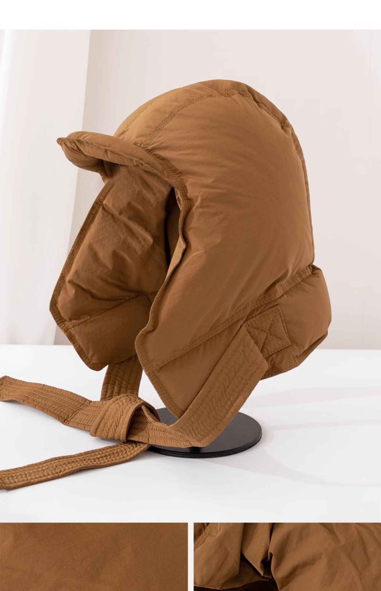 时尚保暖羽绒帽子小众2023冬季新款防风加厚骑车可调节耳帽女潮流