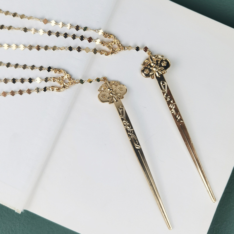 发簪简约现代日常步摇盘发簪子古风流苏发钗高级感旗袍汉服发饰品