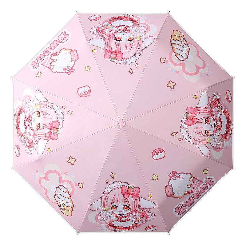 Cartoon Children's Umbrella Automatic Folding Gift Umbrella Safety Triple Folding Umbrella Primary School Student Printing Logo Spot Short Umbrella