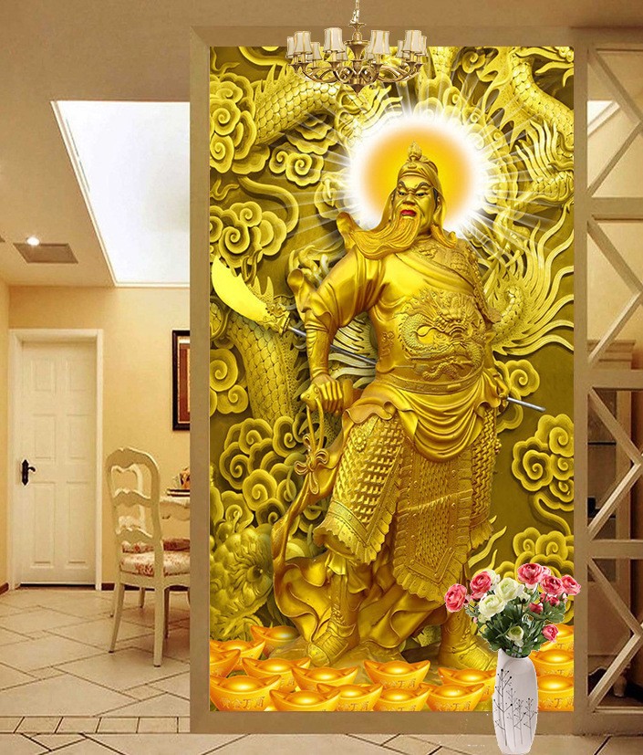 5d魔方钻石画关公关羽招财进宝黄金龙十字绣圆钻满钻客厅玄关方钻