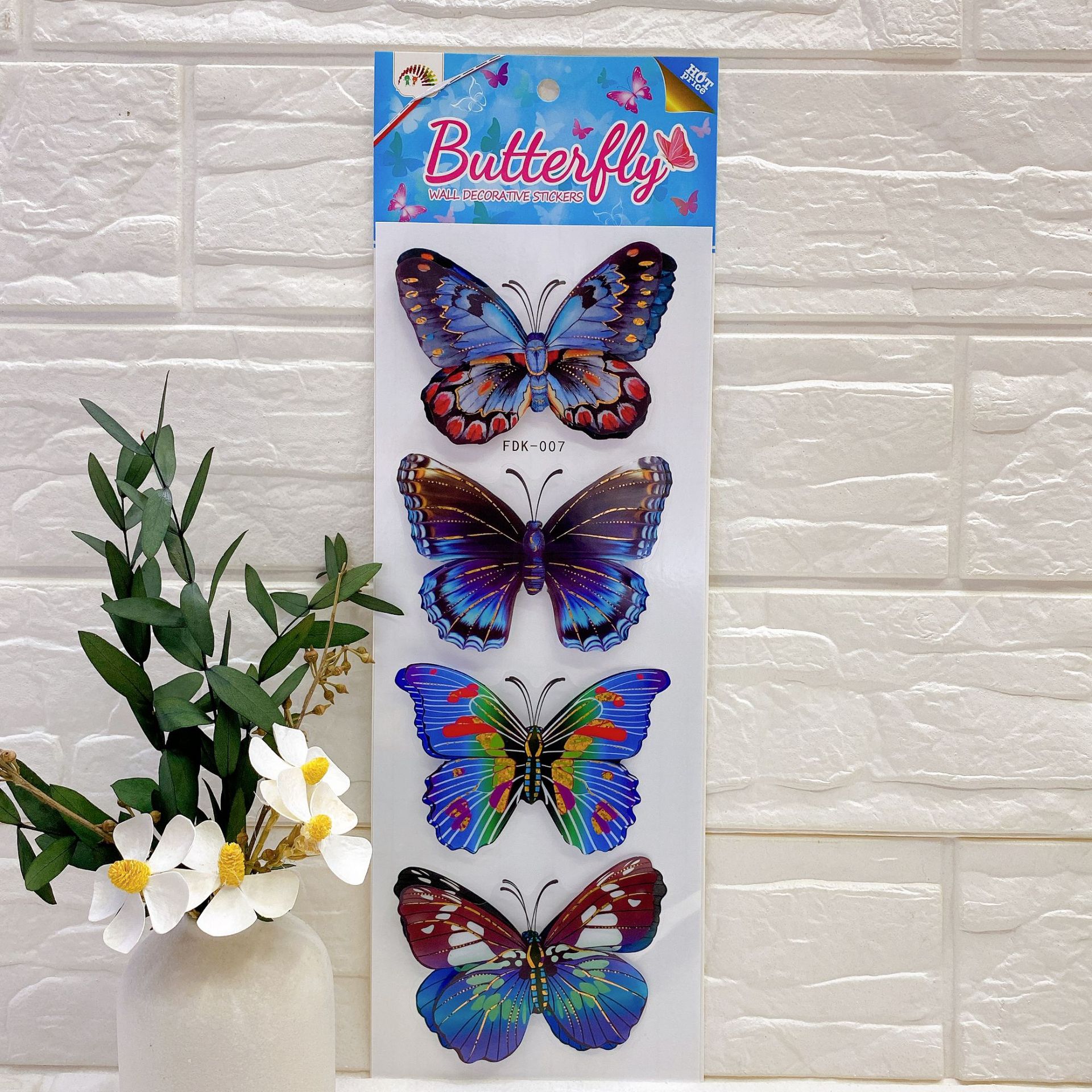 Gilding Four Butterflies Three-Dimensional Stickers Living Room Bedroom Wall Home Decoration Wall Stickers 3D Three-Dimensional Handmade Layer Wall