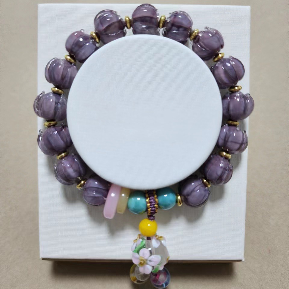 寺庙同款暮山紫琉璃莲花手串女生流苏手链送礼礼物-阿里巴巴