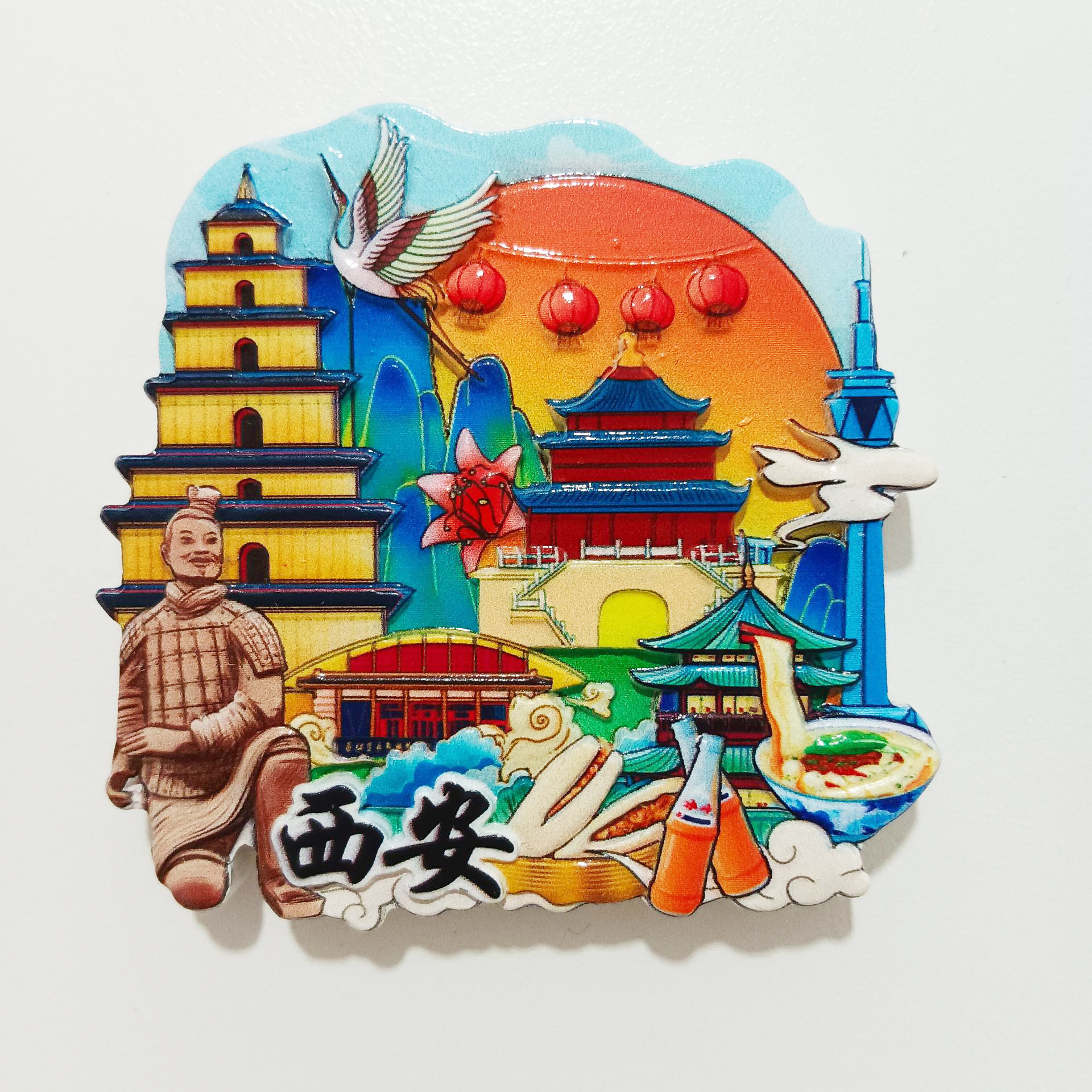 Xi'an, Shaanxi Tourism Souvenir Refrigerator Stickers Magnetic Stickers Hand Gift Scenic Spot Bell Drum Tower Big Wild Goose Pagoda Cultural Creation