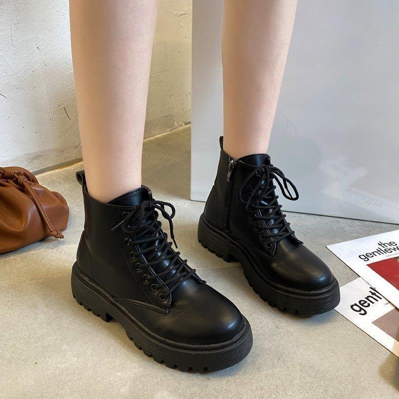 Thin Shoes Net Red Ins Fashion Martin Boots Women's Spring and Autumn New Versatile Black Single Boots Thin British Style Short Boots