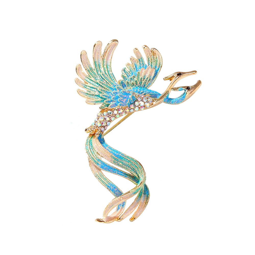 名族中国风气质珐琅凤凰胸针女高档西装别针胸花旗袍开衫外套配饰
