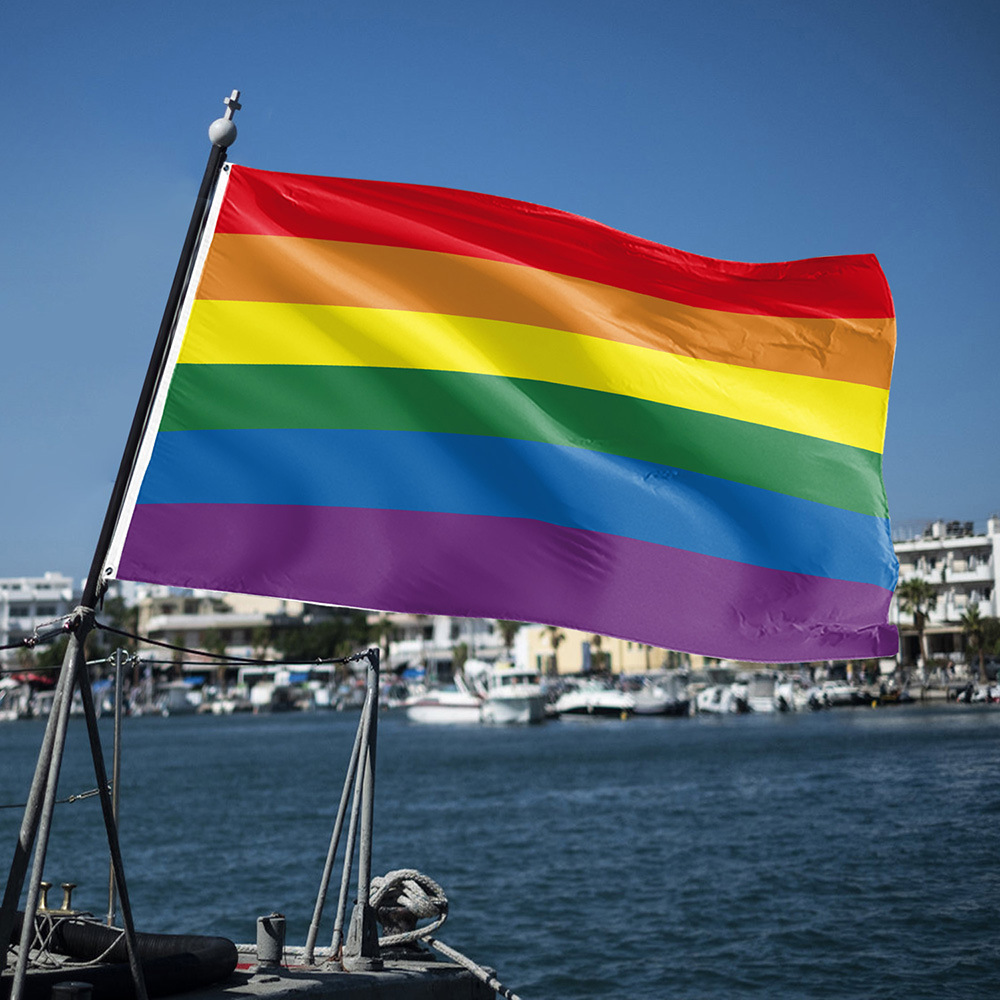 caihong六色条纹彩色条纹旗彩旗 flag 3x5ft 90x150cm