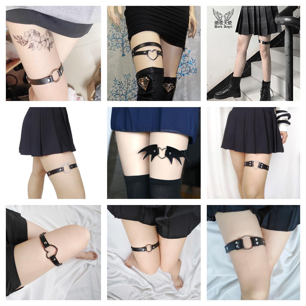 包邮暗黑纯欲风辣妹腿环女大腿绑带一片式街拍酒吧女团防滑大腿圈