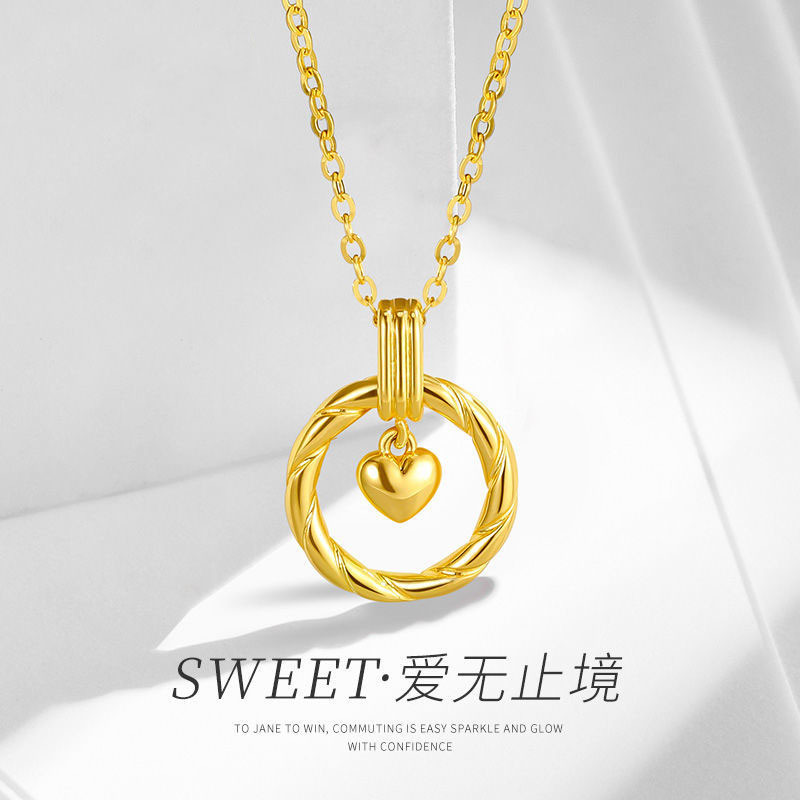 莫比乌斯环爱心金项链中国风复古轻奢高级感镀18k金项链生日礼物