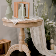 实木复古小茶几做旧拍摄圆形桌美式沙发角几婚礼影楼法式小圆桌子