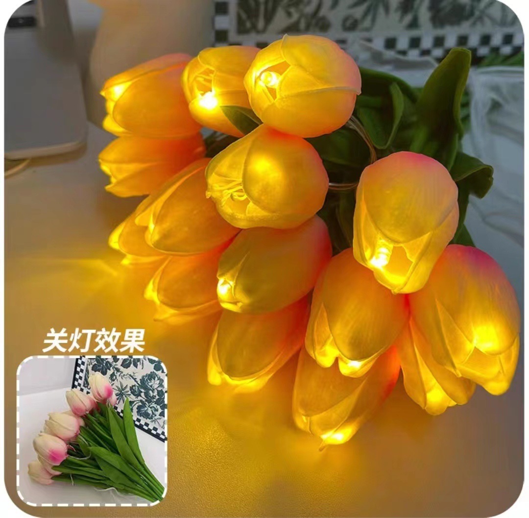 Artificial Flower with Light Tulip Led Luminous Atmosphere Light Night Light Handmade Light Bedroom Decoration Bedside Ceremony Sense