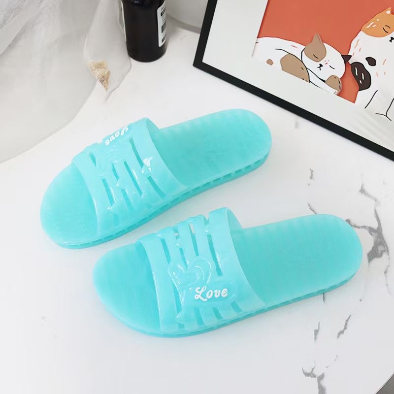 Jelly Transparent Crystal Plastic Flat Heel Women's Slippers Women's Summer Flat Outdoor Slippers Non-Slip Slipper