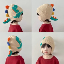 儿童秋冬毛线帽加里布宝宝针织帽卡通小恐龙婴儿护耳帽保暖可爱帽