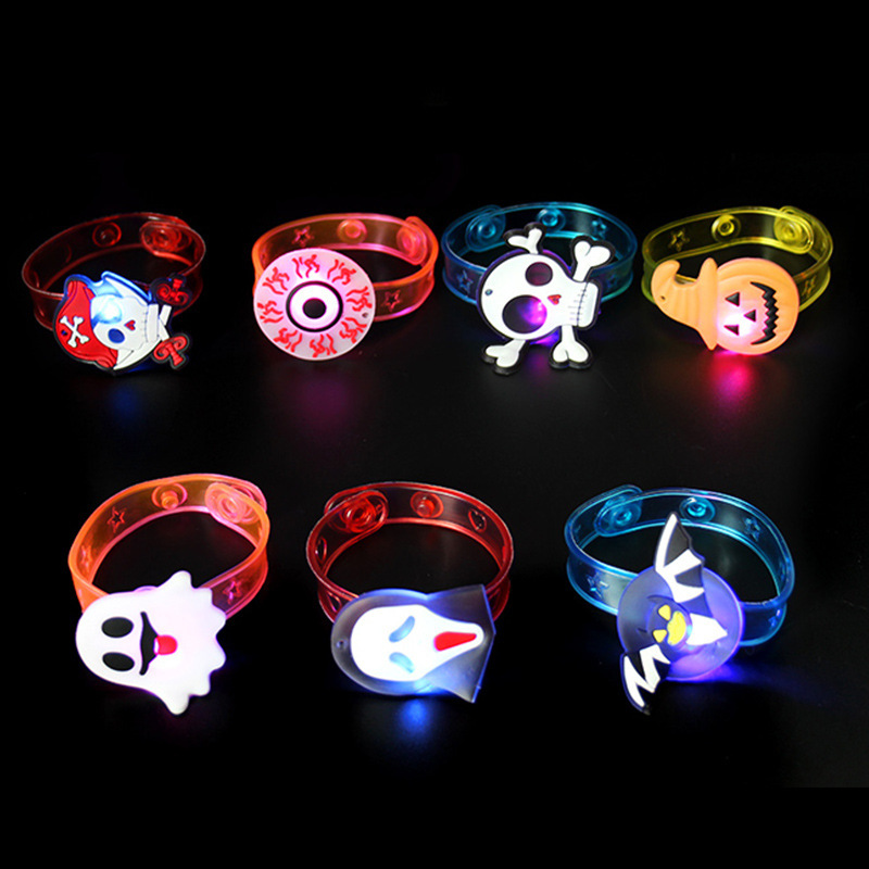 Halloween Luminous Watch Band LED Flash Wrist Strap Cross-Border Children‘s Soft Rubber Toy Silicone Bracelet Cartoon Gift