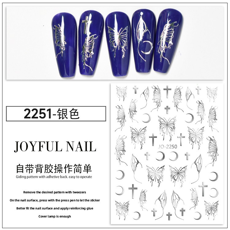 Butterfly Nail Sticker Xiaohongshu Hot Sale Laser Liquid Butterfly Asterism Nail Small Pattern Decals