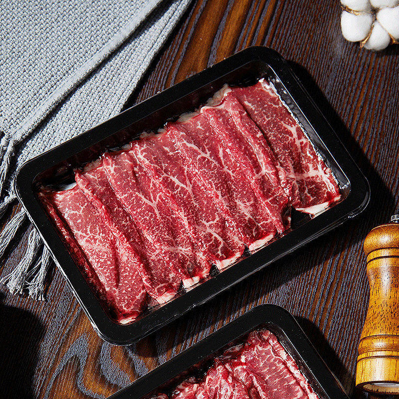 和牛m9雪花牛肉片盒装寿喜锅肥牛卷小排牛肉片火锅食材一件代发