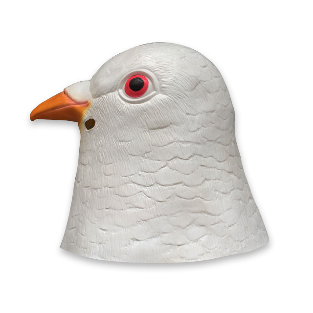 万圣节乳胶仿真热卖灰白鸽子头套 舞会变装面具 动物小鸟头套批发