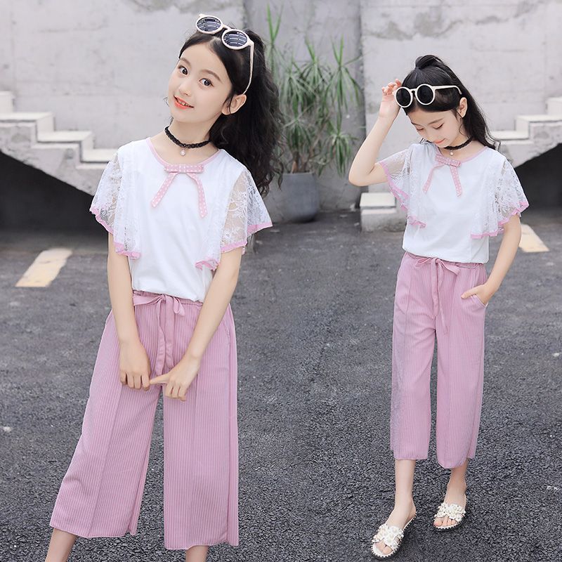 女童夏装套装2024新款儿童网红韩版12洋气大童夏季13岁女孩薄衣服