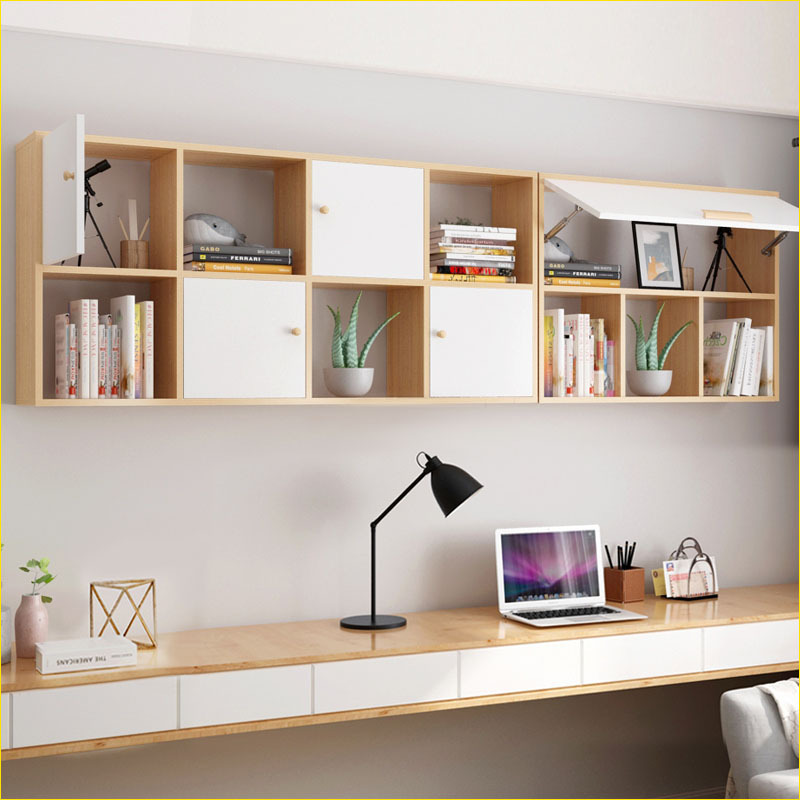 书架墙上壁挂式墙面装饰实木壁柜悬空柜子客厅卧室置物架隔板吊柜