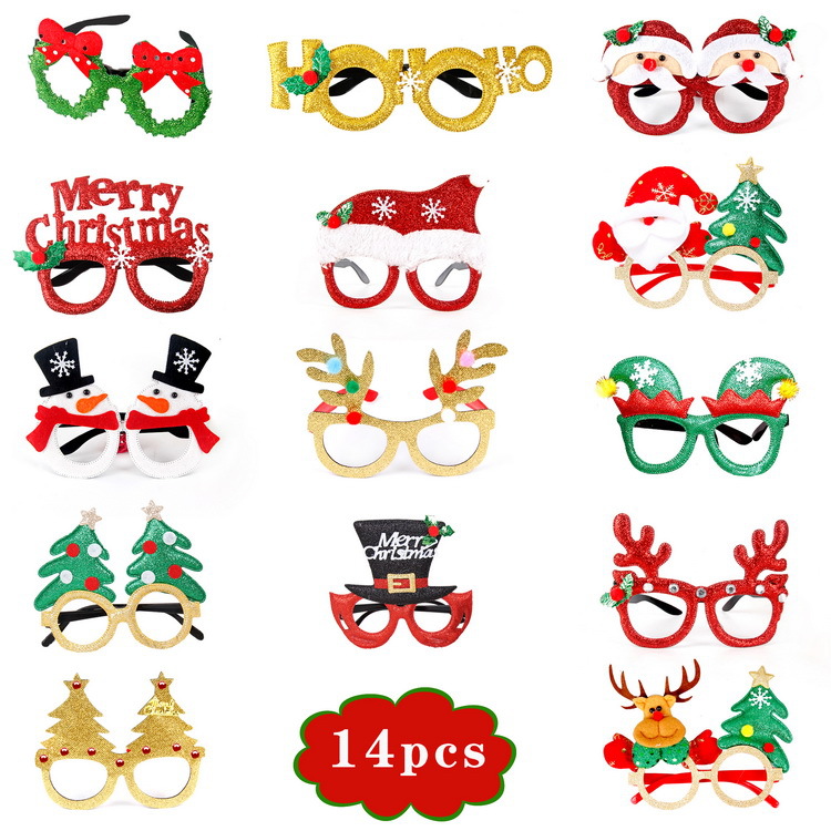 Christmas Decorations Glasses Set Holiday Adult Christmas Gifts for Children Hat Head Buckle Hoop Slap Bracelet Wholesale