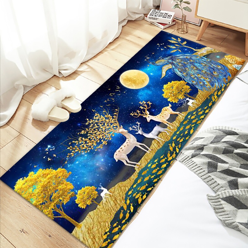 Crystal Velvet Printed Carpet Full Living Room Bedroom Bedside Fresh Floor Mat Bay Window Tatami Floor Mat Doorway Foot Mat