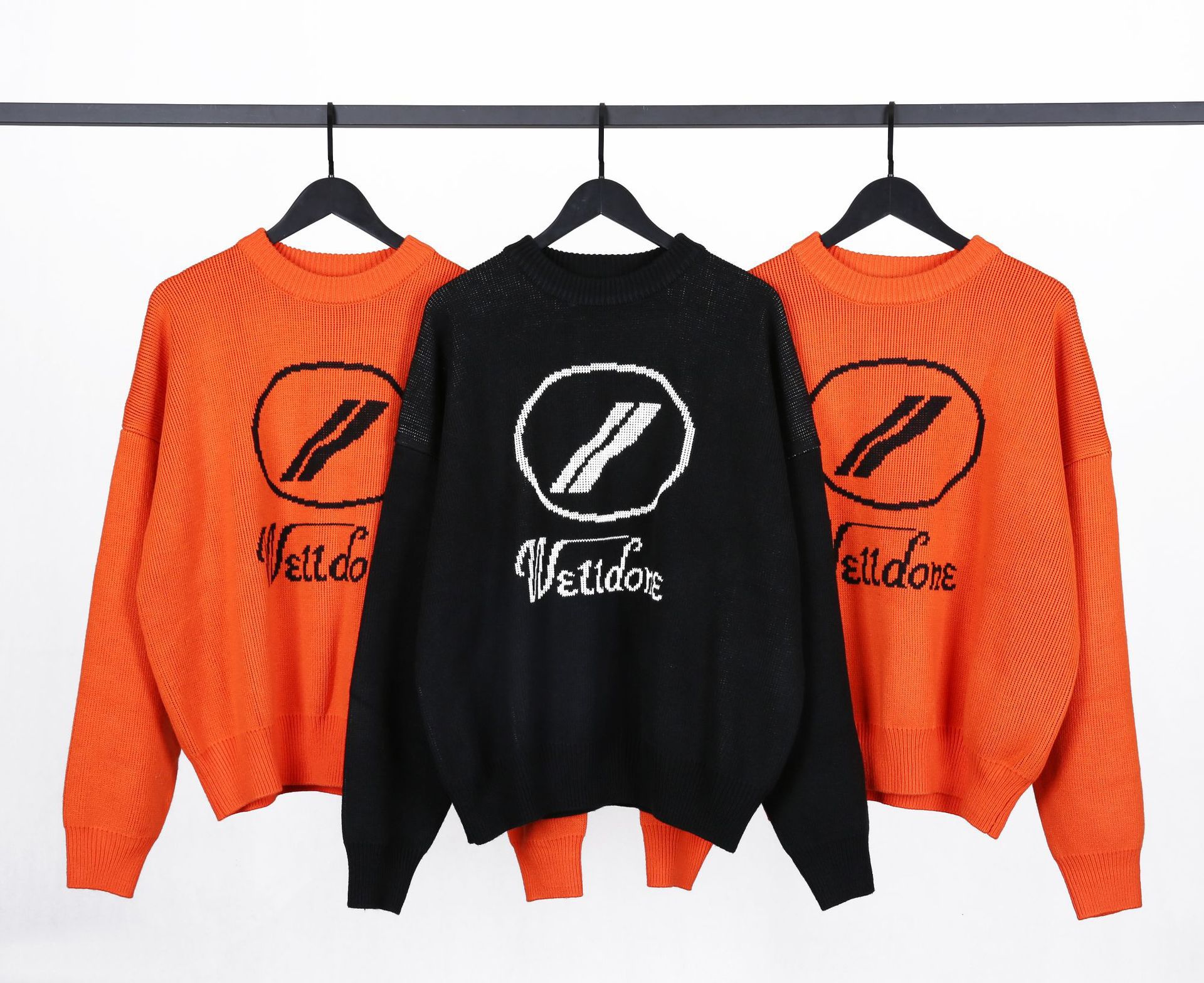 2021秋冬新品we11done logo字母加厚圆领羊毛针织 男女同款毛衣