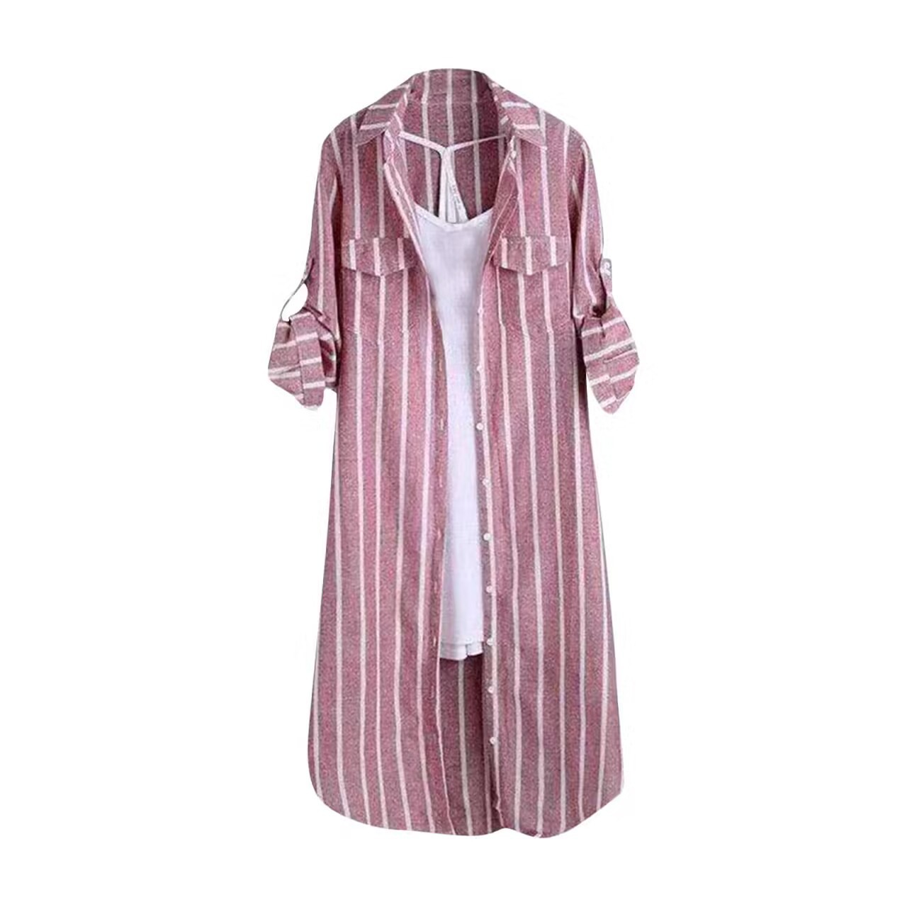 棉麻衬衫2024中长款女装宽松时尚衬衣休闲外套