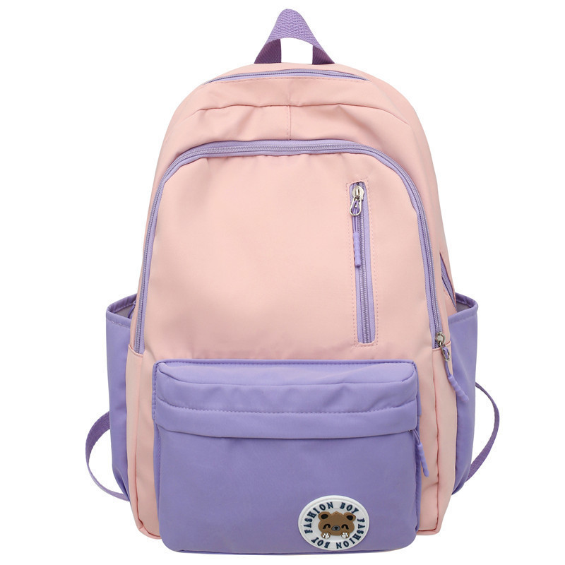 Factory Wholesale High School Student Schoolbag 2023 New Ins Style Korean Leisure Bag Contrast Color Backpack