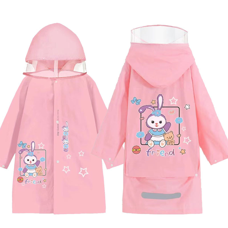 Free Shipping Children's Whole Body Primary and Secondary School Students plus-Sized Schoolbag Baby Poncho Thickened Long Section Waterproof Kindergarten Raincoat