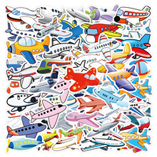 60张儿童卡通飞机涂鸦贴纸装饰行李箱吉他电脑滑板防水杯贴画批发