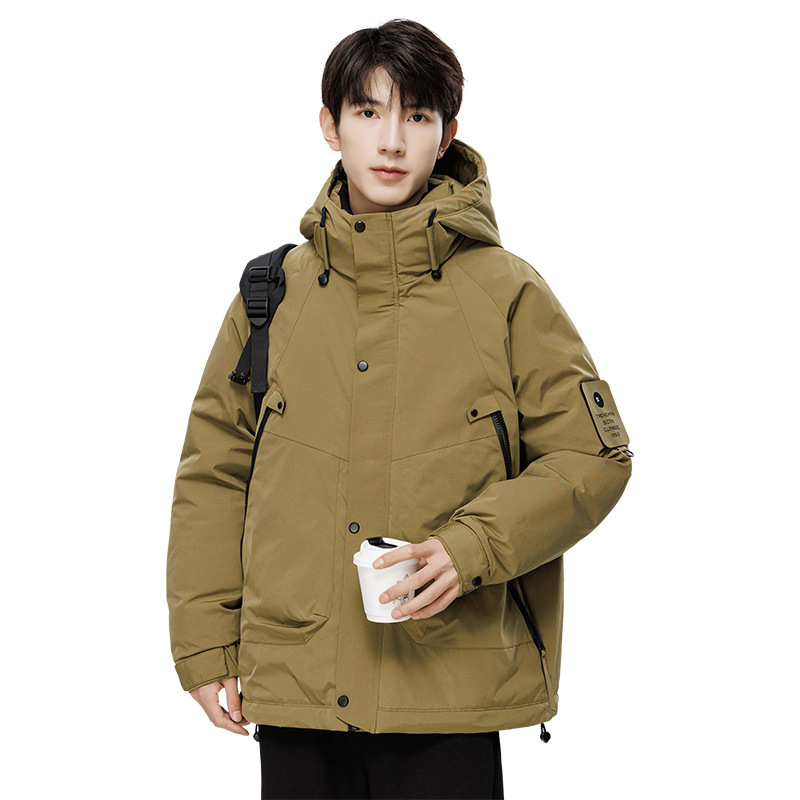 2023 New Winter down Jacket Men's Loose Fashion Brand Thickened Youth Short Hood Hong Kong Style Overalls Korean Style