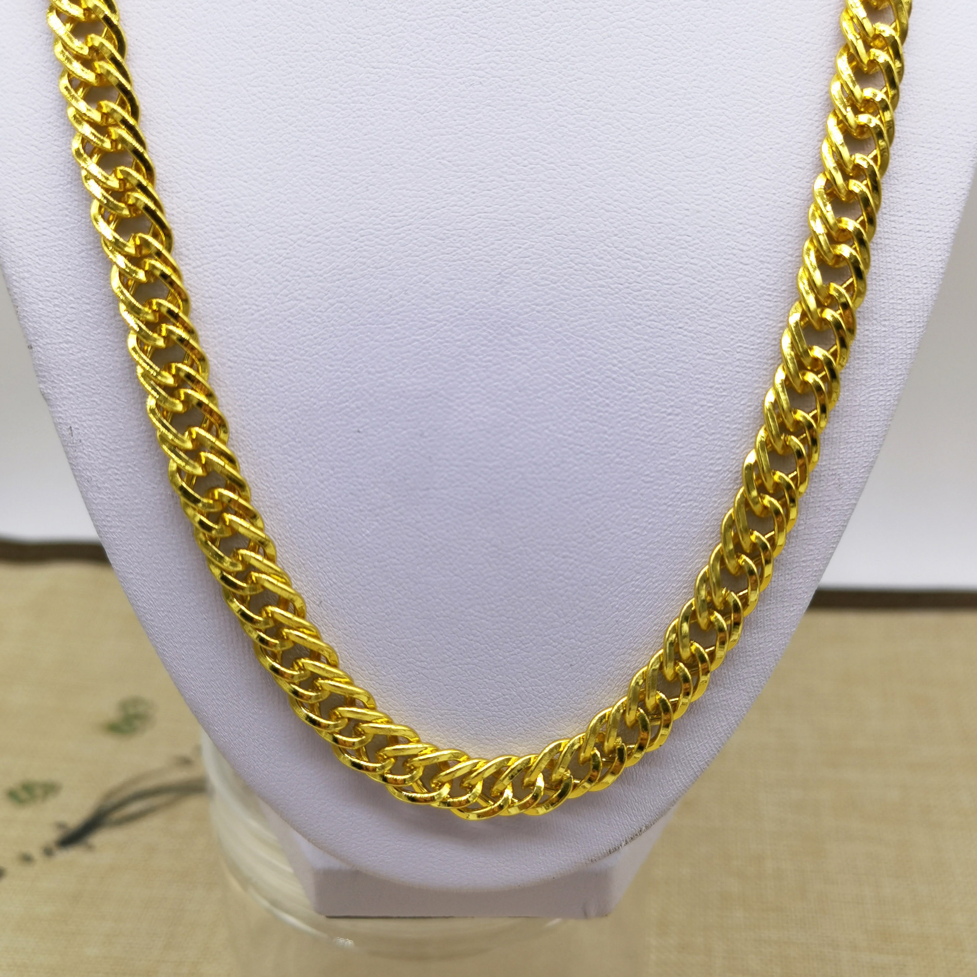 仿金男士18k扁项链直播道具大金链子三件套嘻哈电商热卖礼品饰品