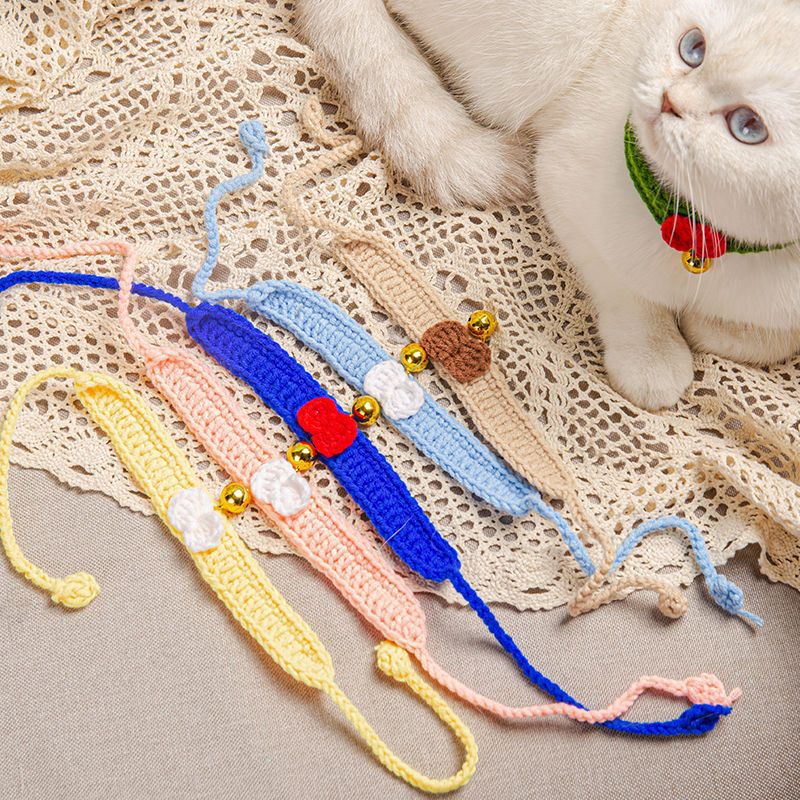 猫咪围脖编织毛线围嘴宠物饰品狗狗项圈领结可爱脖圈卖萌一件批发