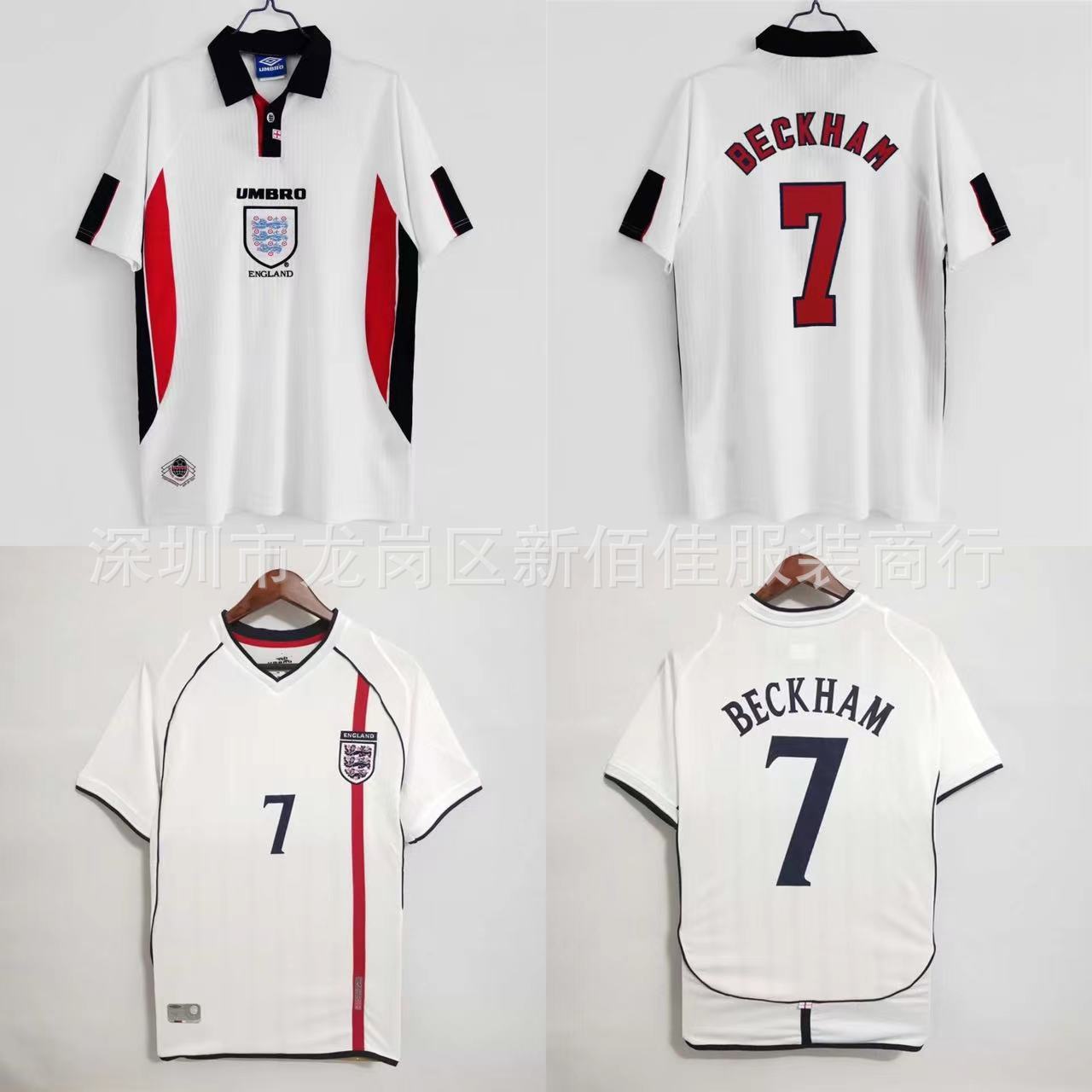 英格兰复古球衣主场7号贝克汉姆纪念版白色上衣england jerseys