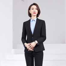 跨境商务夏季西装套装黑色外套律师销售员工修身款职业正装西服