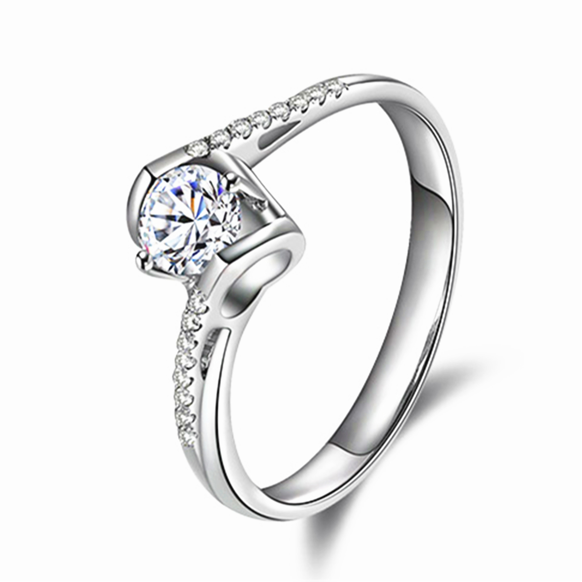 天使之吻银戒指女 韩版气质镶钻指环时尚尾戒一件代发