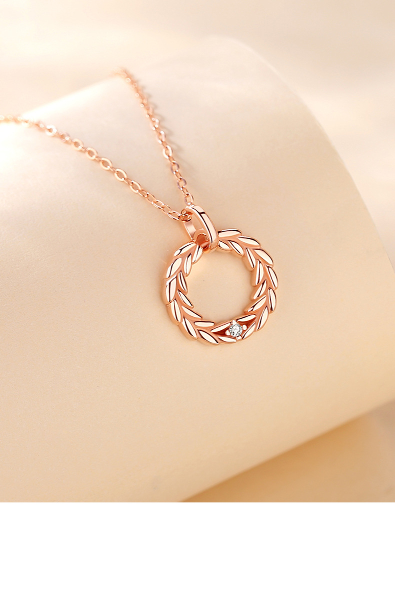 风吹麦穗项链女纯银 韩款小众简约百搭镶钻稻穗吊坠项饰 送礼礼物