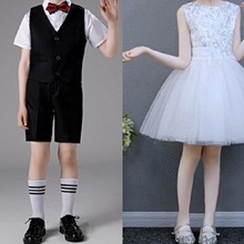 婴儿公主裙幼儿六一舞蹈服装白色女孩蓬蓬钢表演儿童小主持礼服