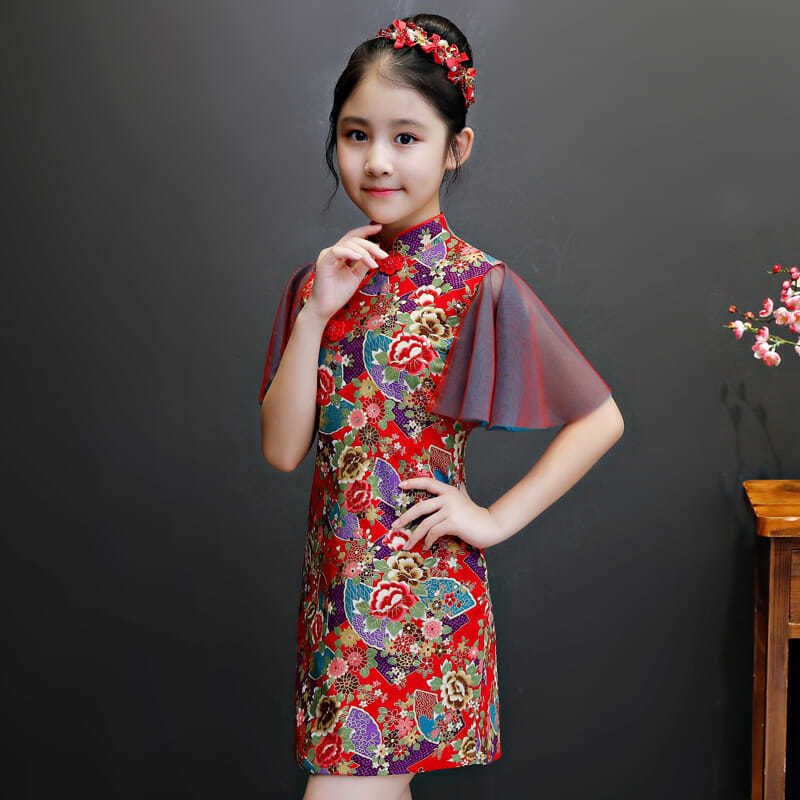 儿童旗袍中国风女童旗袍洋气女孩旗袍日常女童旗袍演出服舞台走秀