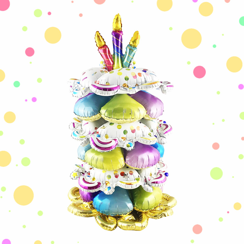 New DIY Standing Christmas Tree Stacking Bear Candle Cake Christmas Birthday Party Decoration Aluminum Film Balloon Base