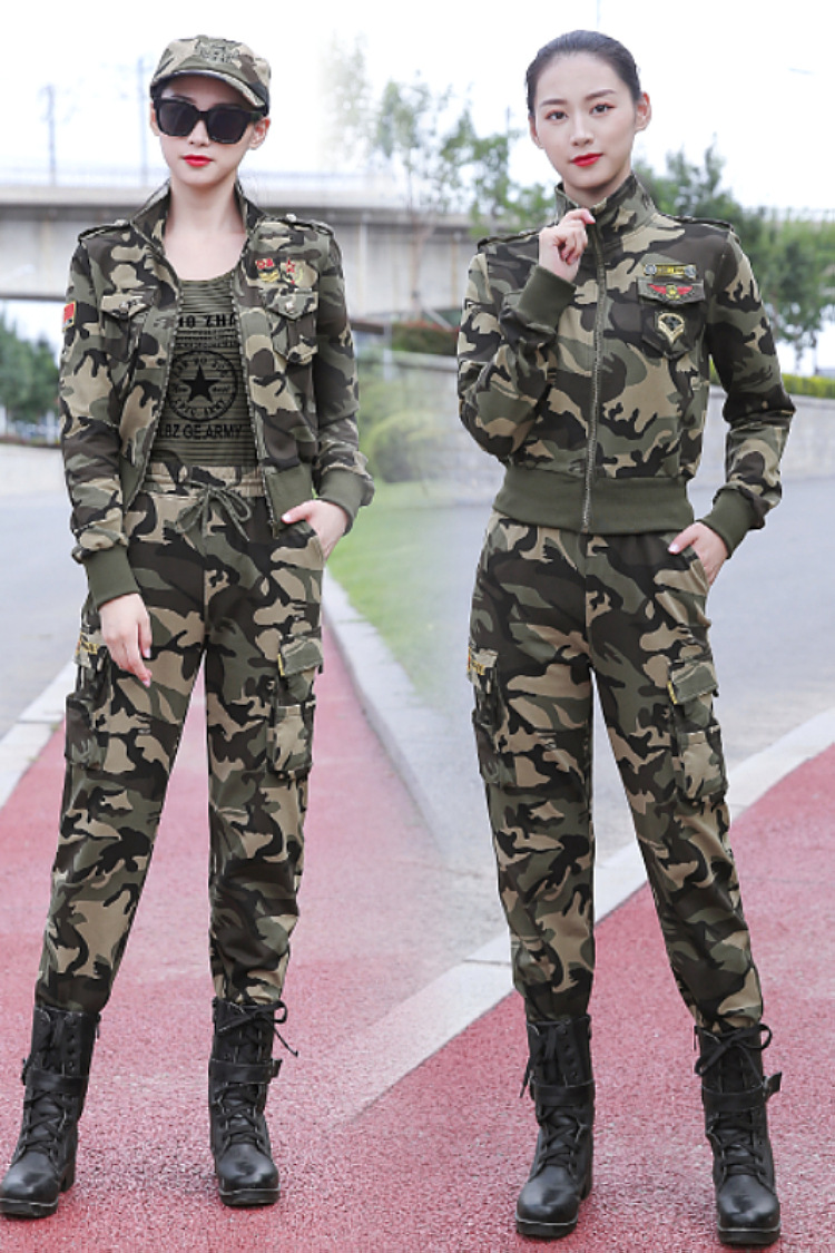 2021全棉迷彩服套装女战术服户外春秋学生军训服耐磨工装服作训服