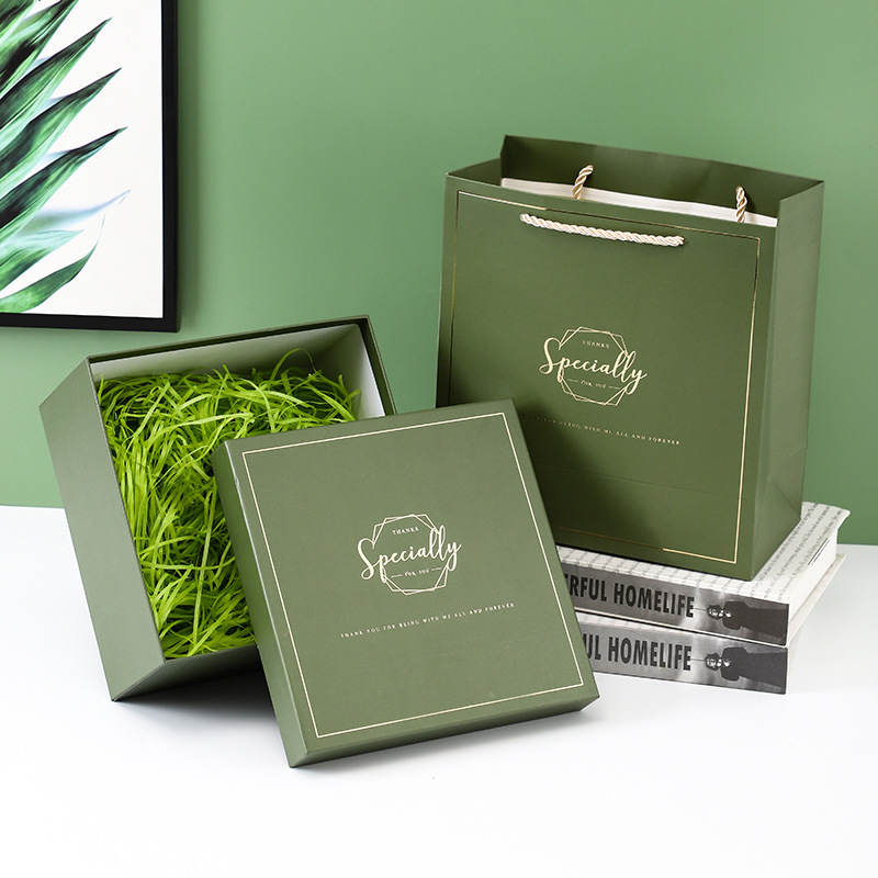 七夕情人节礼盒 绿色礼品盒 毕业礼物杯子包装盒生日结婚伴手礼盒