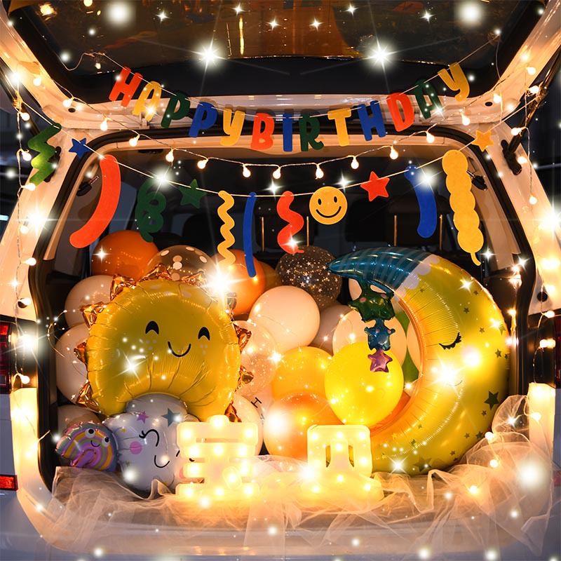 汽车后备箱生日惊喜女孩公主宝宝男孩儿童周岁场景装饰车尾箱布置