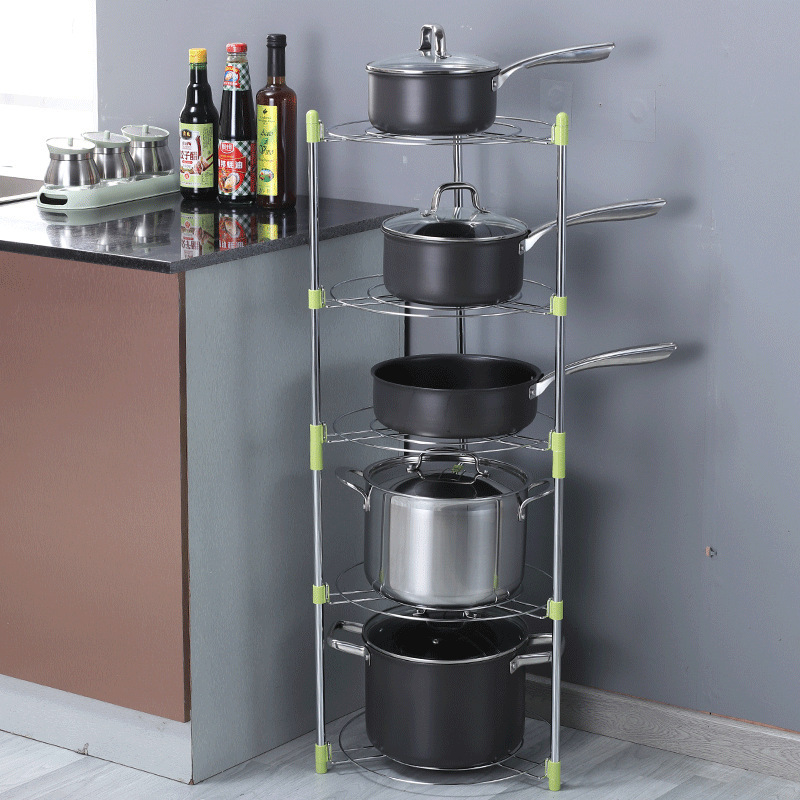 Multi-Layer Pot Rack Storage Rack Kitchen Floor Storage Rack Vertical Storage Rack Metal Pot Rack Factory Wholesale