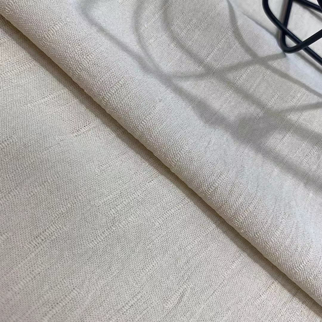 现货批发仿竹节麻纹理布料 连衣裙衬衫睡衣汉服面料 聚酯纤维面料